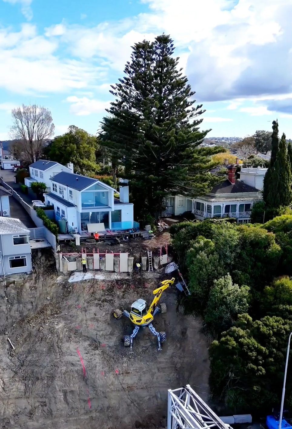 Aerial view of the Northcote cliff stabilisation